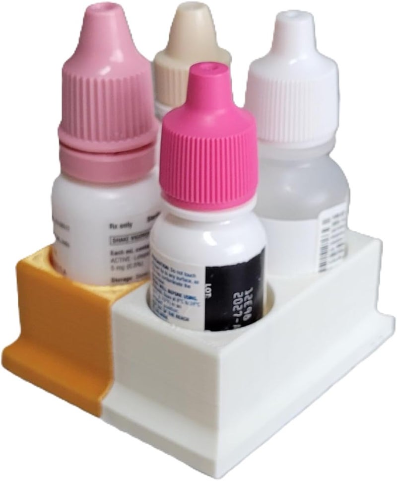 Znet3D Eye Drops Bottle Organizer & Tracker – AM/PM 4-Slot (White/Gold) - Image 3